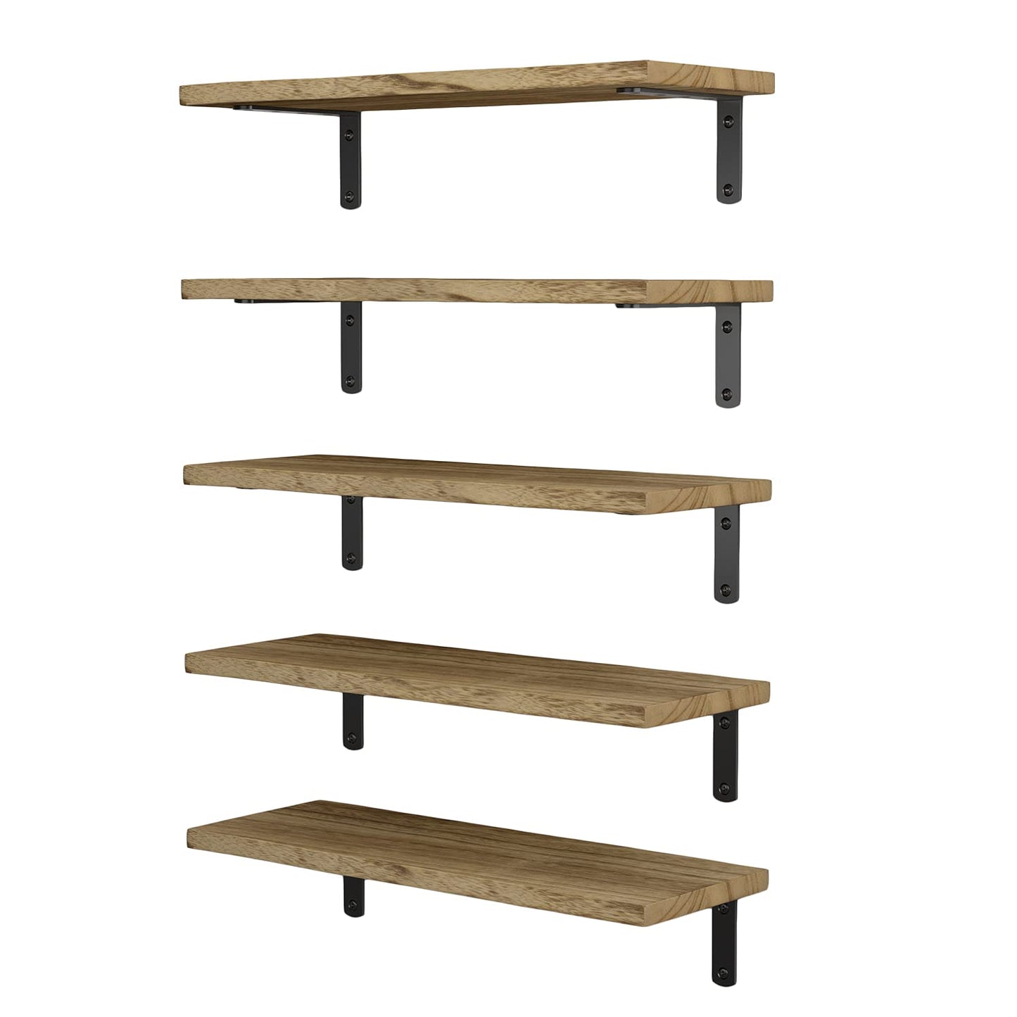 Floating Shelves for Wall, Rustic Wood Wall Shelves for Bedroom Storage,  Set of 5